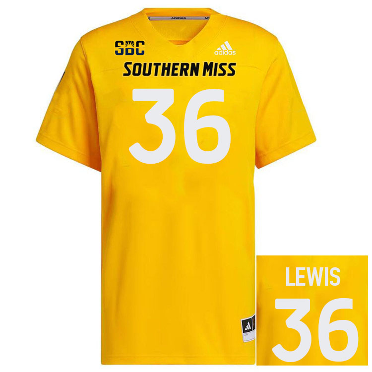 Southern Miss Golden Eagles #36 Brodarius Lewis Jersey Football Uniforms-Gold